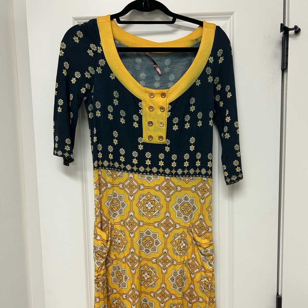 2000s Juicy Couture Blue and Gold Dress